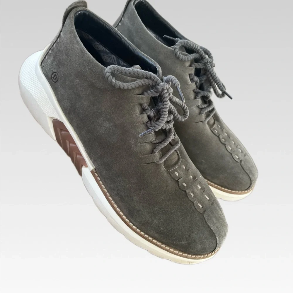 Dingo Gray Sneakers with Suede Upper and Thick Midsole